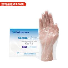 麦迪康 1201 无粉医用PE检查手套 聚乙烯 无色透明薄膜 M 中号